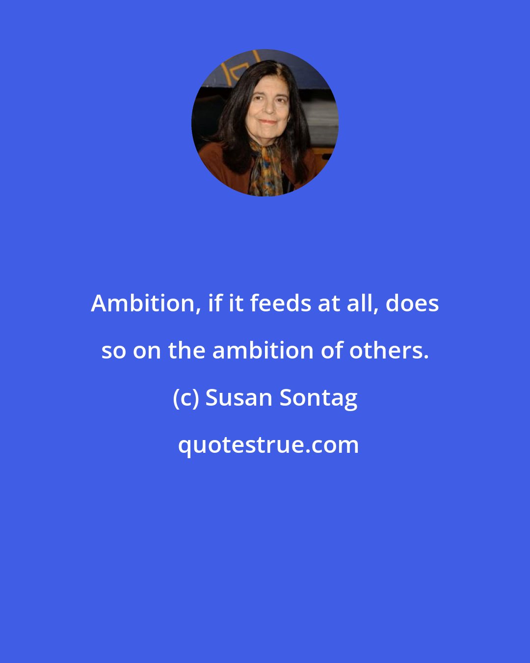 Susan Sontag: Ambition, if it feeds at all, does so on the ambition of others.