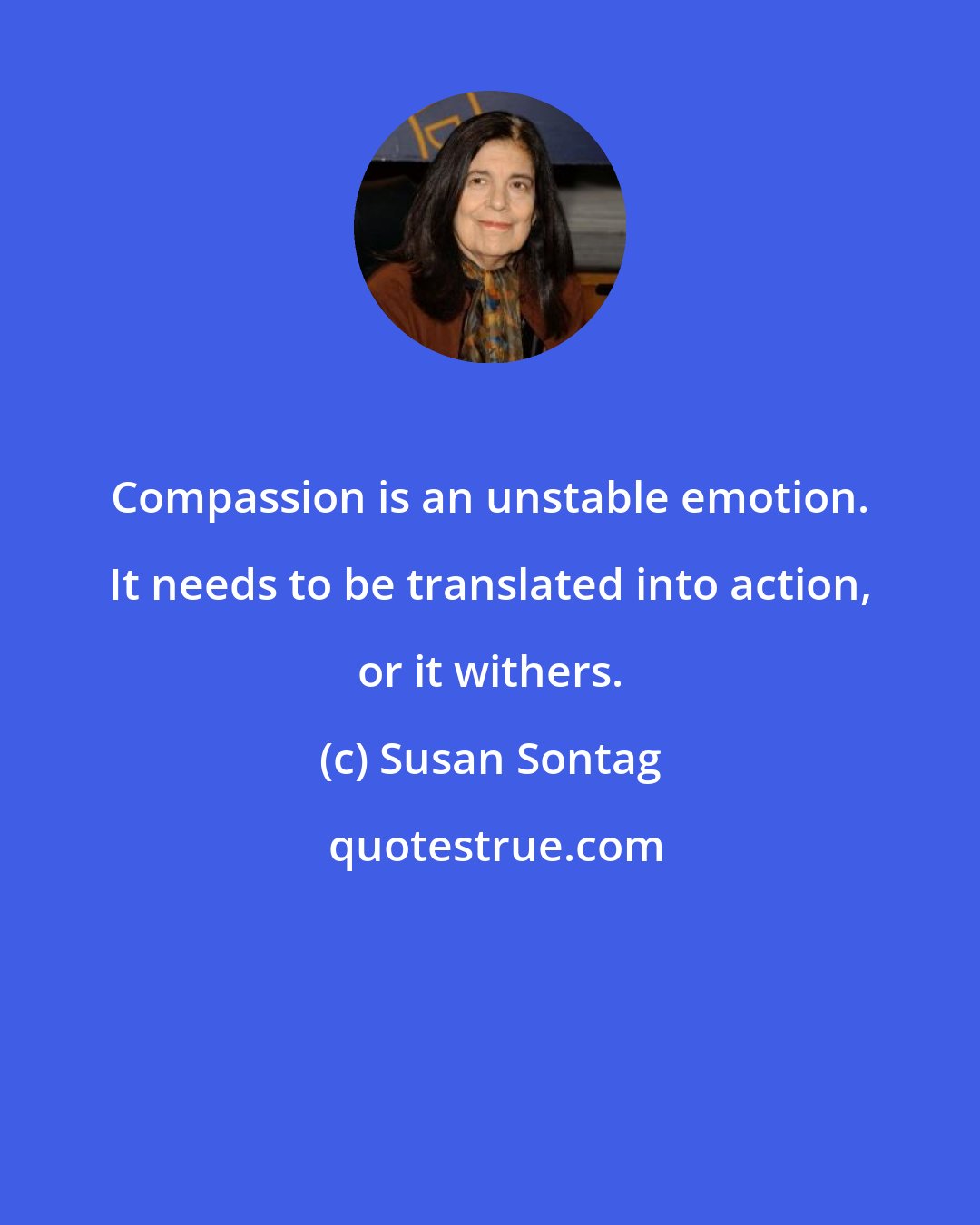 Susan Sontag: Compassion is an unstable emotion. It needs to be translated into action, or it withers.