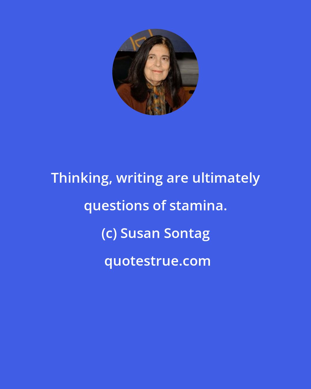 Susan Sontag: Thinking, writing are ultimately questions of stamina.