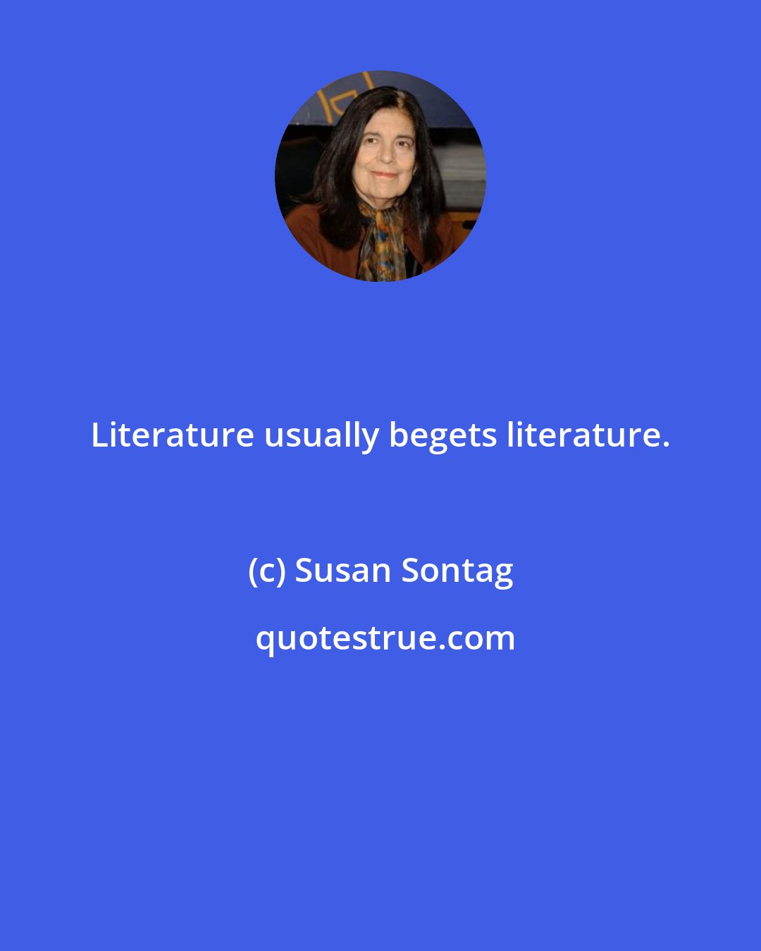 Susan Sontag: Literature usually begets literature.