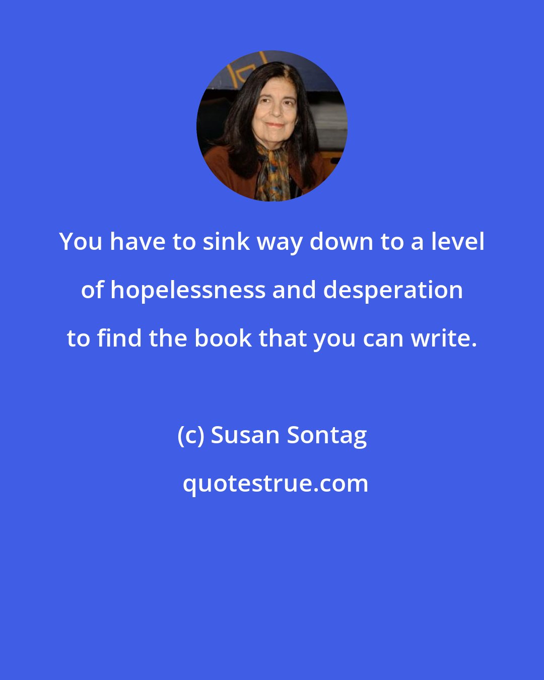 Susan Sontag: You have to sink way down to a level of hopelessness and desperation to find the book that you can write.