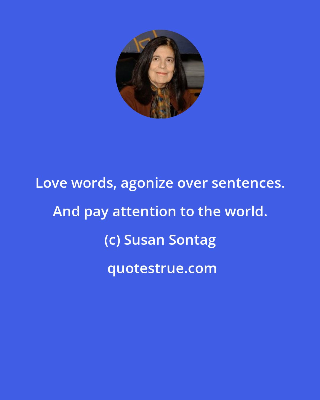 Susan Sontag: Love words, agonize over sentences. And pay attention to the world.