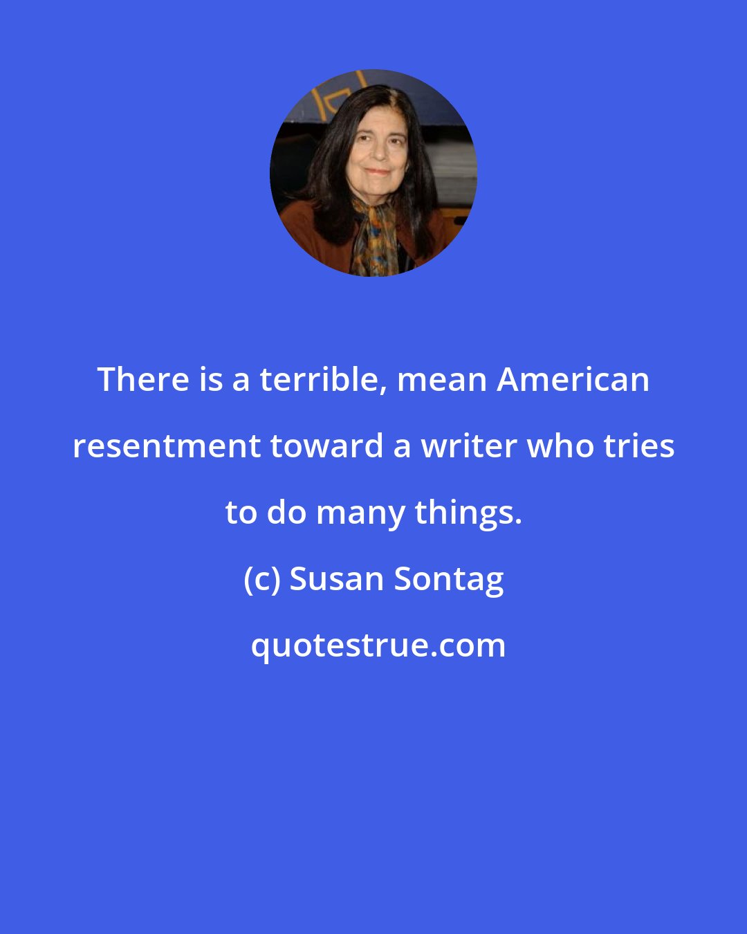 Susan Sontag: There is a terrible, mean American resentment toward a writer who tries to do many things.