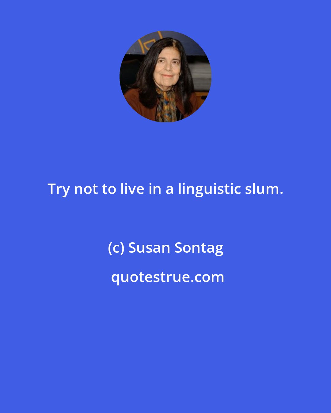 Susan Sontag: Try not to live in a linguistic slum.