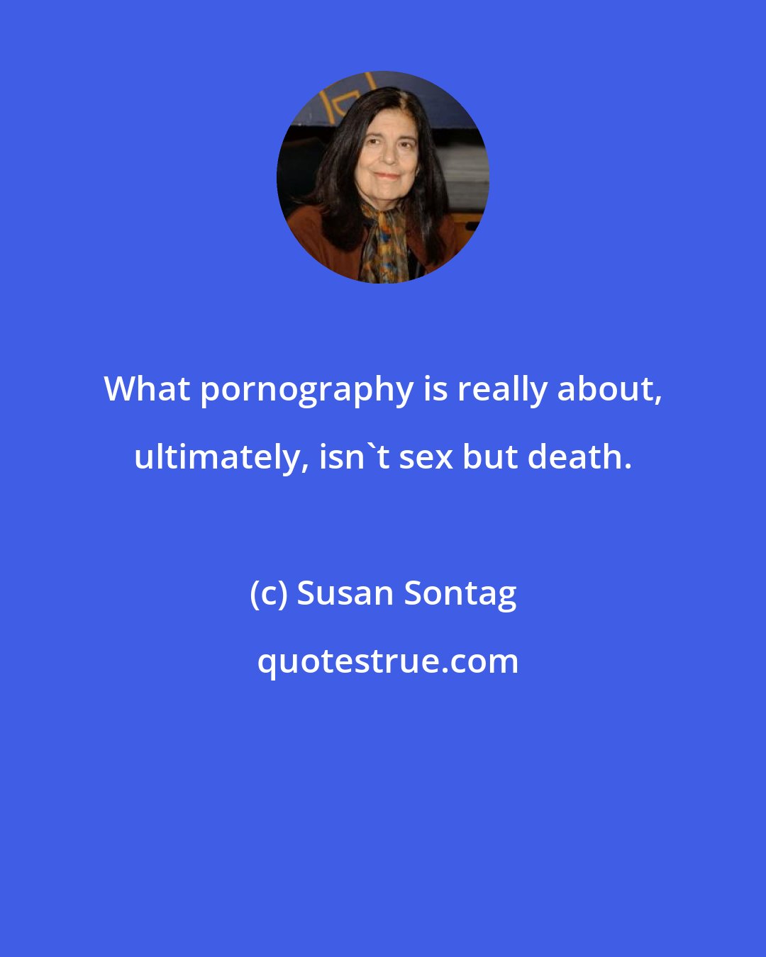 Susan Sontag: What pornography is really about, ultimately, isn't sex but death.