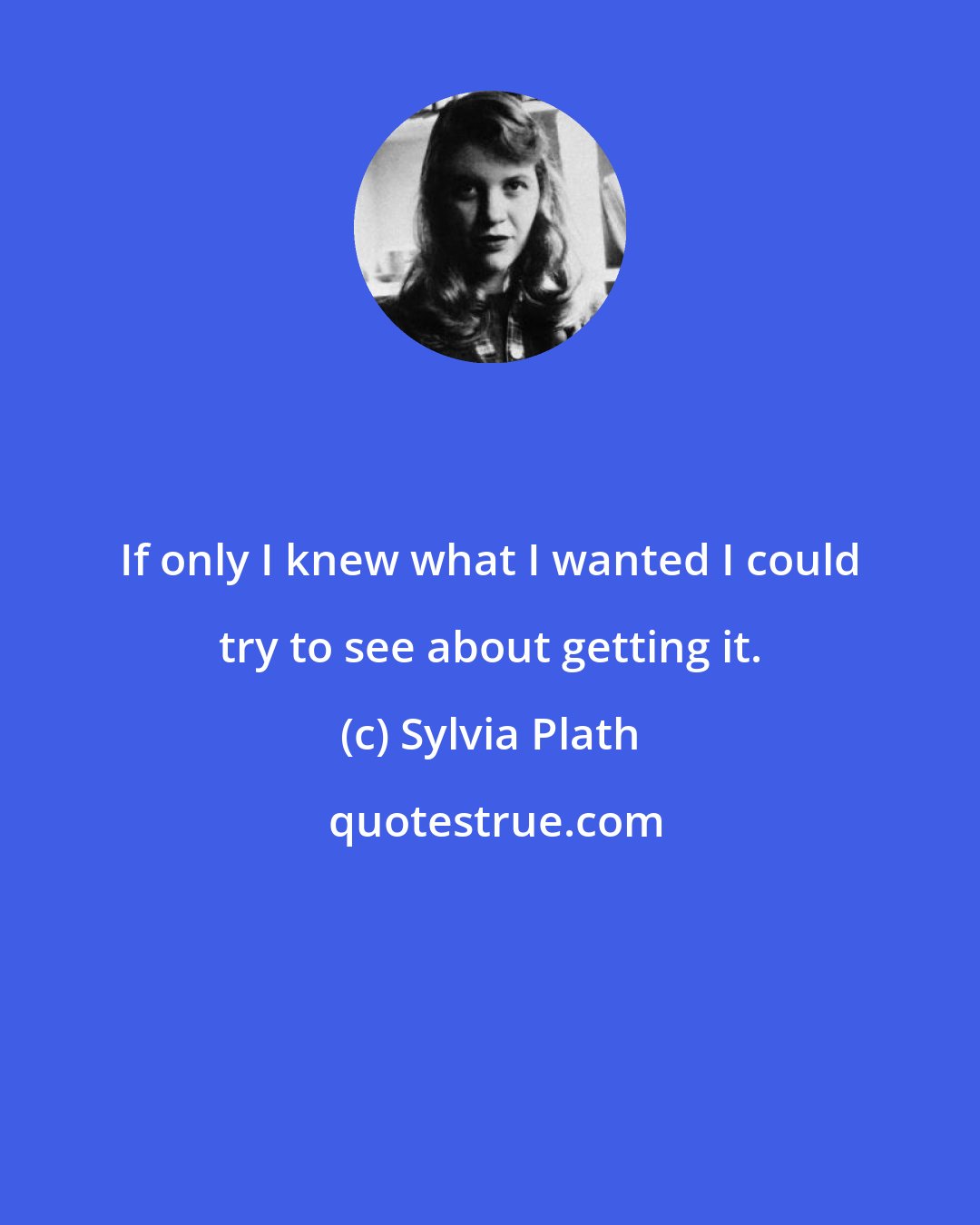 Sylvia Plath: If only I knew what I wanted I could try to see about getting it.