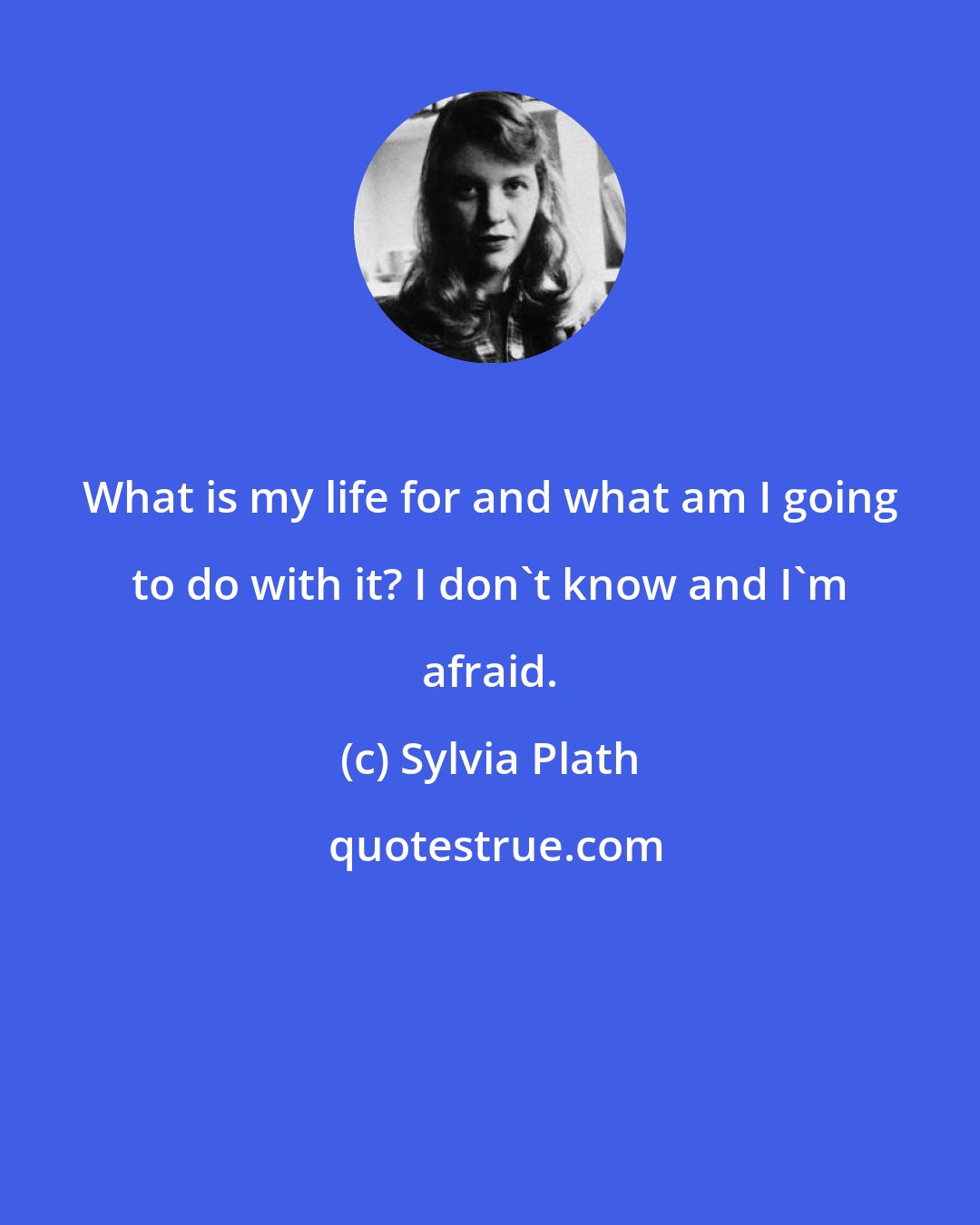 Sylvia Plath: What is my life for and what am I going to do with it? I don't know and I'm afraid.