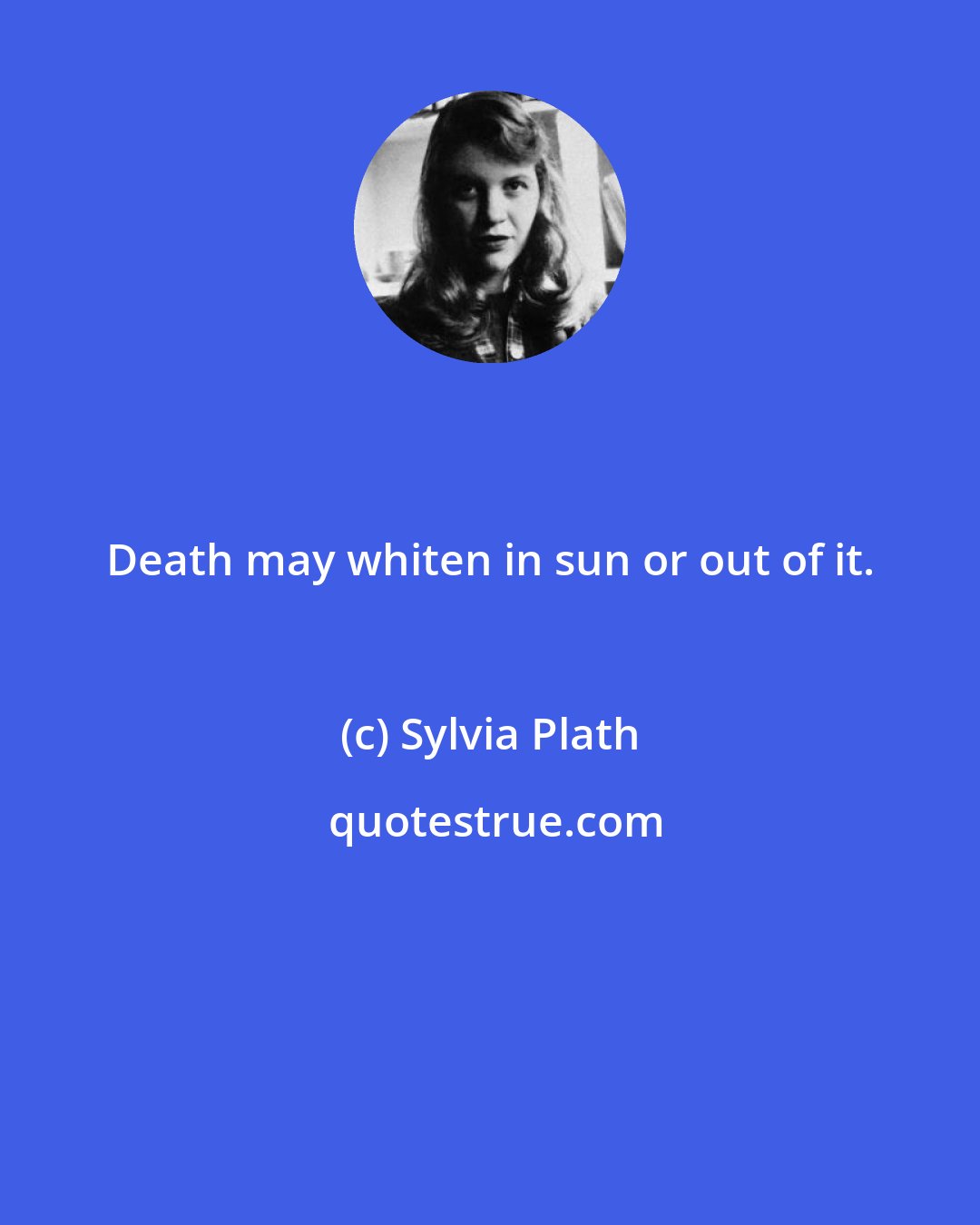 Sylvia Plath: Death may whiten in sun or out of it.