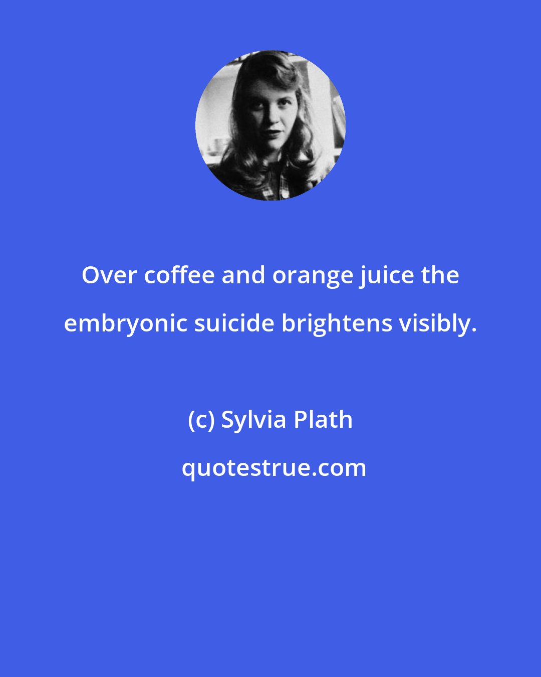 Sylvia Plath: Over coffee and orange juice the embryonic suicide brightens visibly.