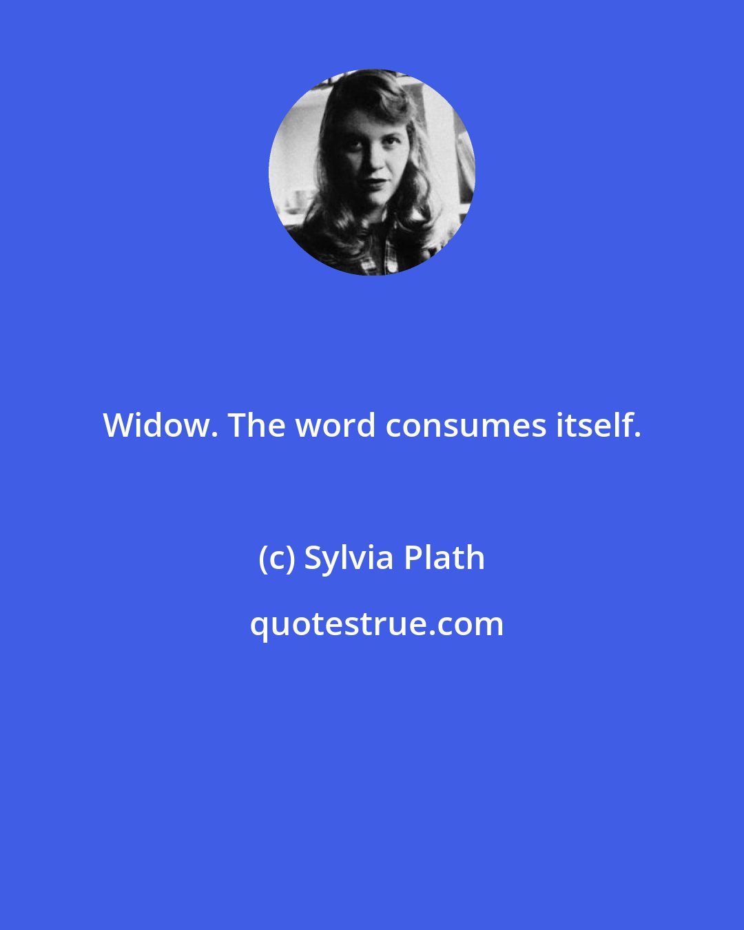 Sylvia Plath: Widow. The word consumes itself.