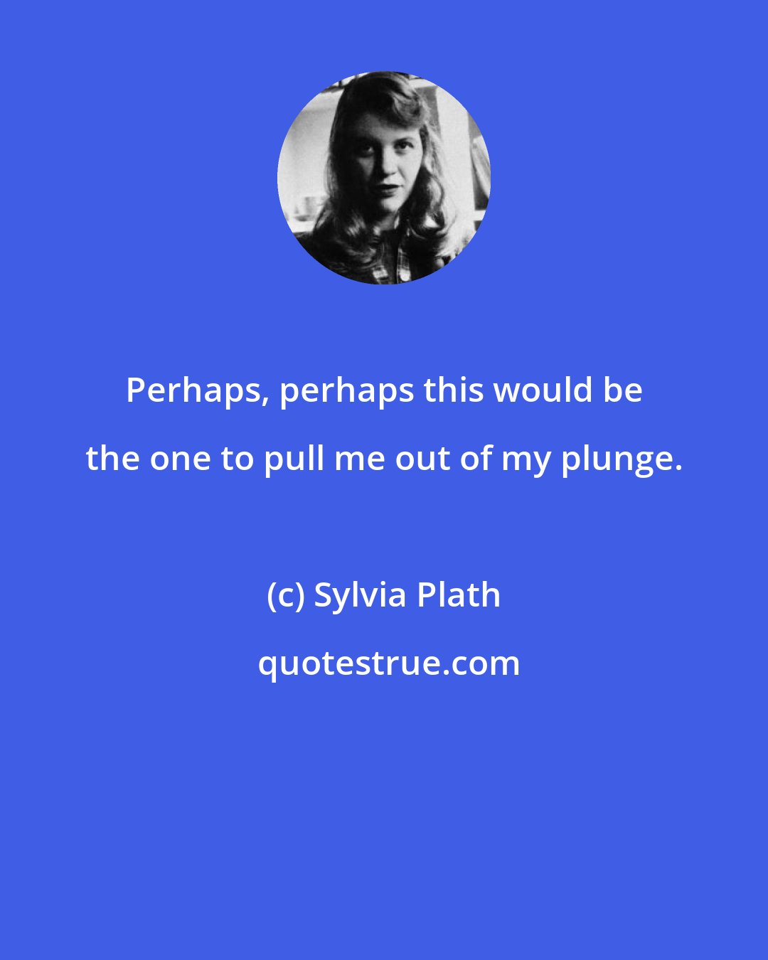 Sylvia Plath: Perhaps, perhaps this would be the one to pull me out of my plunge.