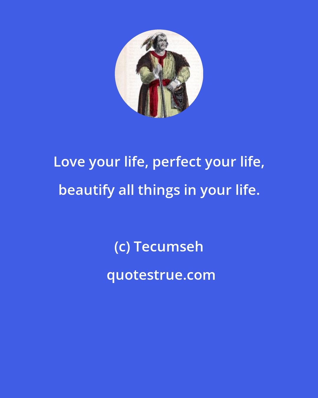 Tecumseh: Love your life, perfect your life, beautify all things in your life.