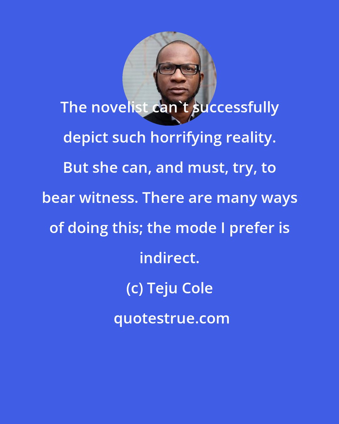 Teju Cole: The novelist can't successfully depict such horrifying reality. But she can, and must, try, to bear witness. There are many ways of doing this; the mode I prefer is indirect.