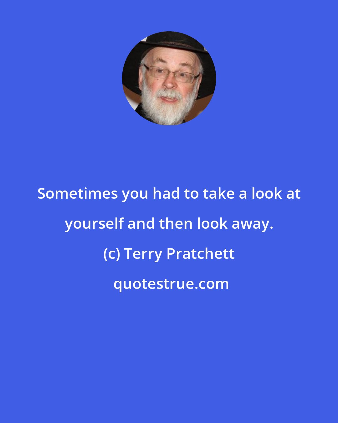 Terry Pratchett: Sometimes you had to take a look at yourself and then look away.