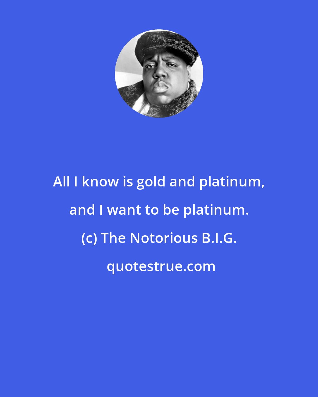 The Notorious B.I.G.: All I know is gold and platinum, and I want to be platinum.