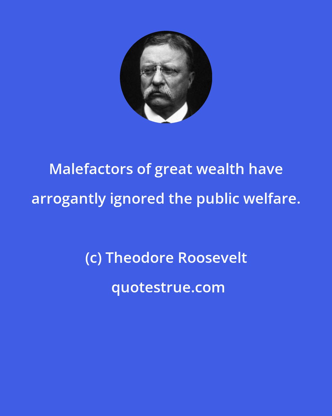 Theodore Roosevelt: Malefactors of great wealth have arrogantly ignored the public welfare.