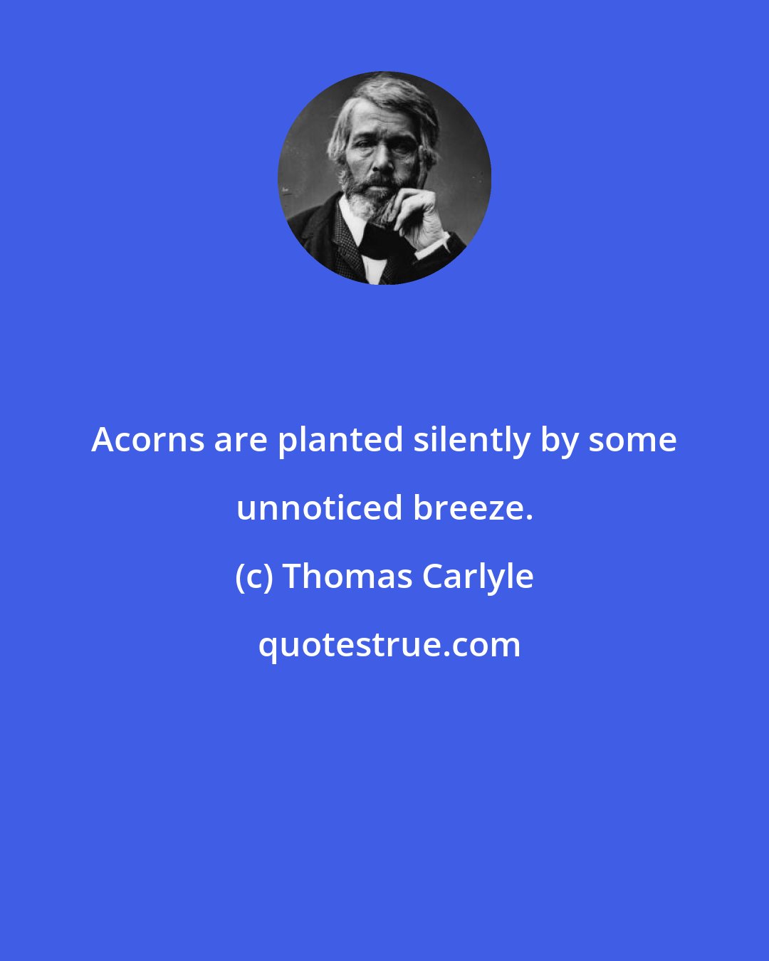 Thomas Carlyle: Acorns are planted silently by some unnoticed breeze.