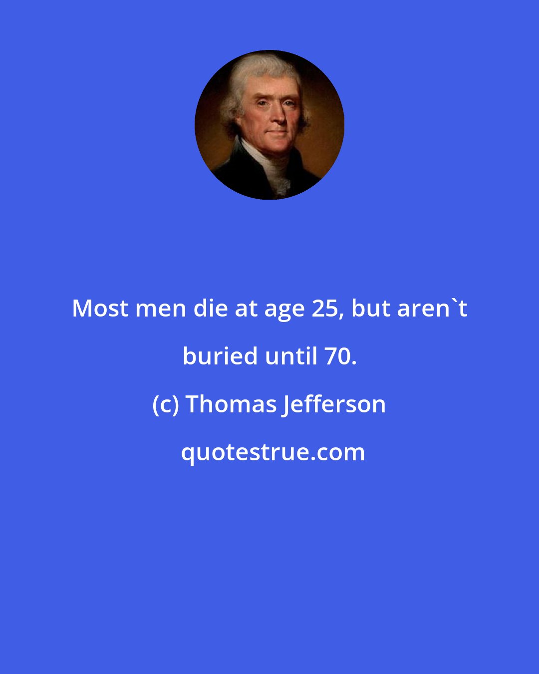 Thomas Jefferson: Most men die at age 25, but aren't buried until 70.