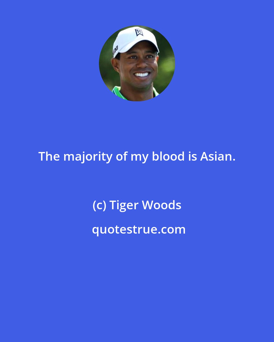 Tiger Woods: The majority of my blood is Asian.