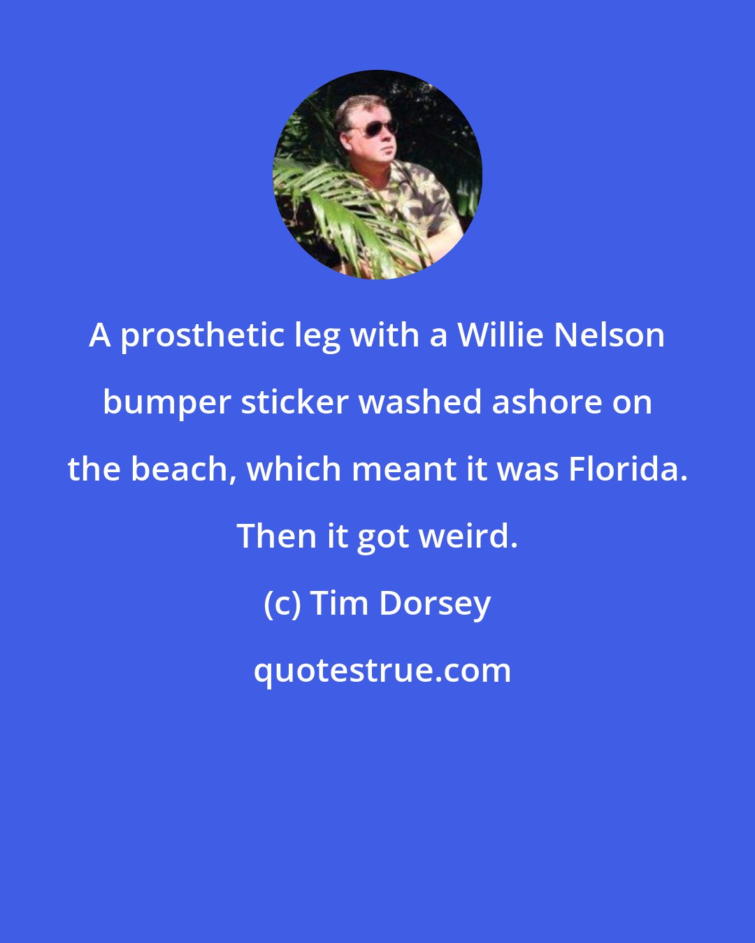 Tim Dorsey: A prosthetic leg with a Willie Nelson bumper sticker washed ashore on the beach, which meant it was Florida. Then it got weird.
