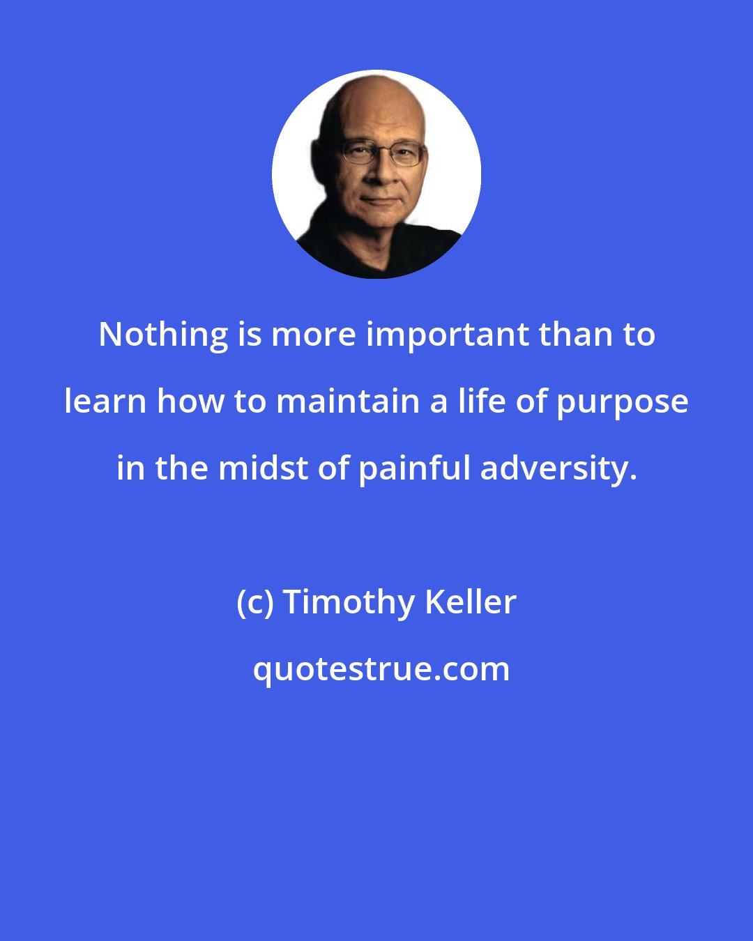 Timothy Keller: Nothing is more important than to learn how to maintain a life of purpose in the midst of painful adversity.