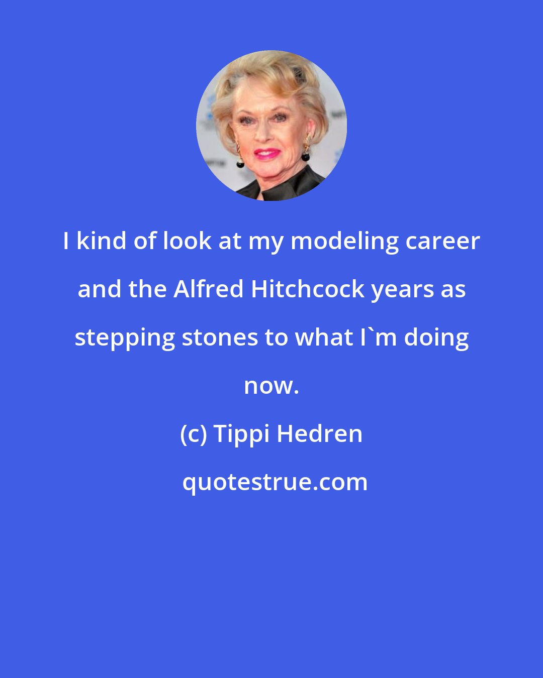Tippi Hedren: I kind of look at my modeling career and the Alfred Hitchcock years as stepping stones to what I'm doing now.