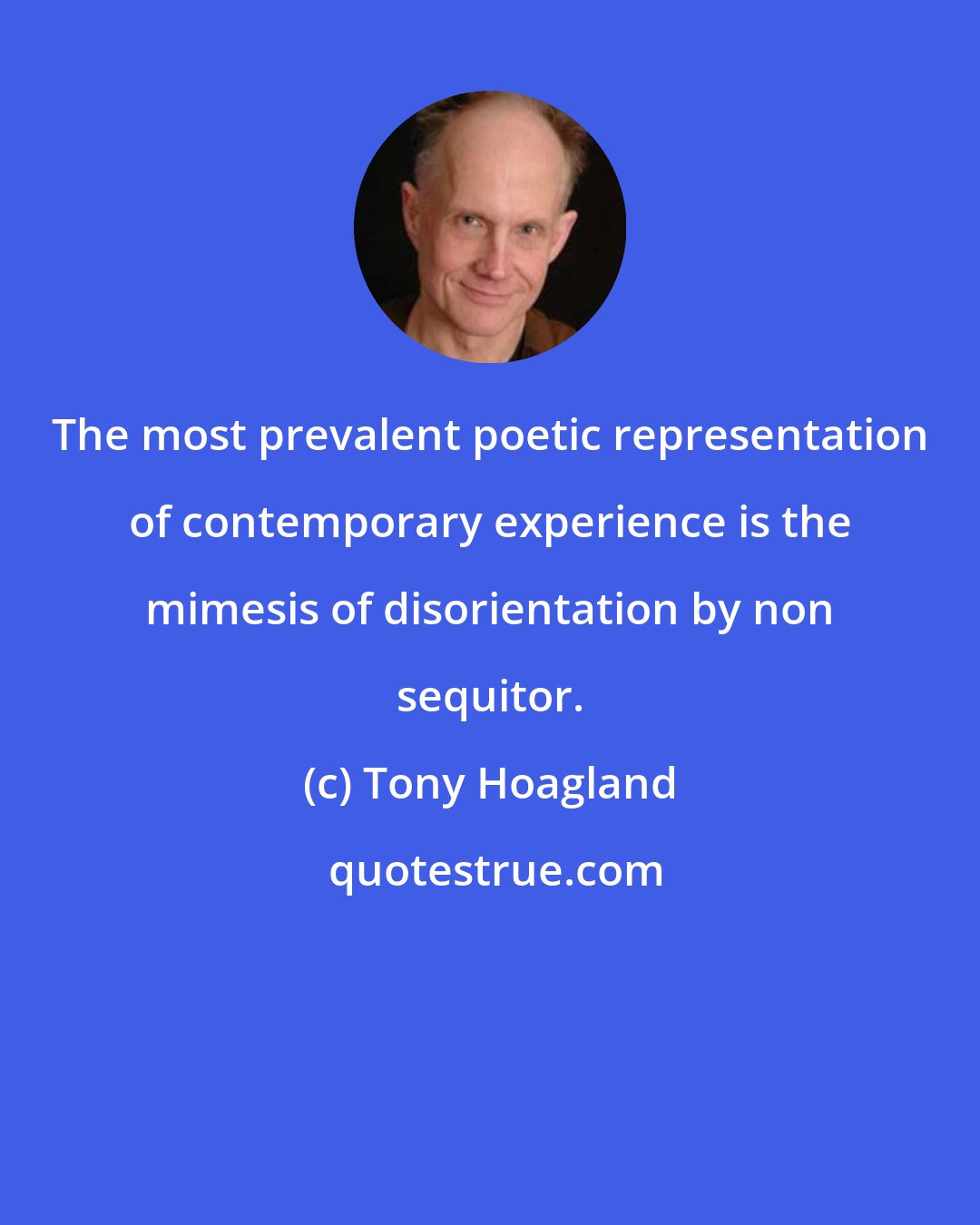 Tony Hoagland: The most prevalent poetic representation of contemporary experience is the mimesis of disorientation by non sequitor.