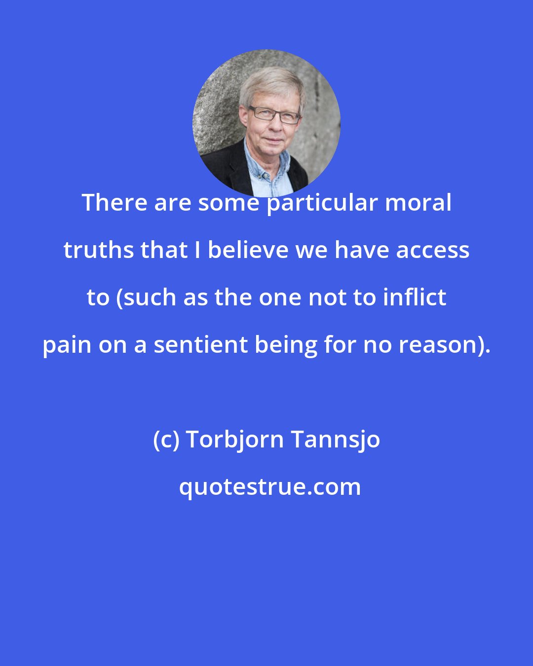 Torbjorn Tannsjo: There are some particular moral truths that I believe we have access to (such as the one not to inflict pain on a sentient being for no reason).