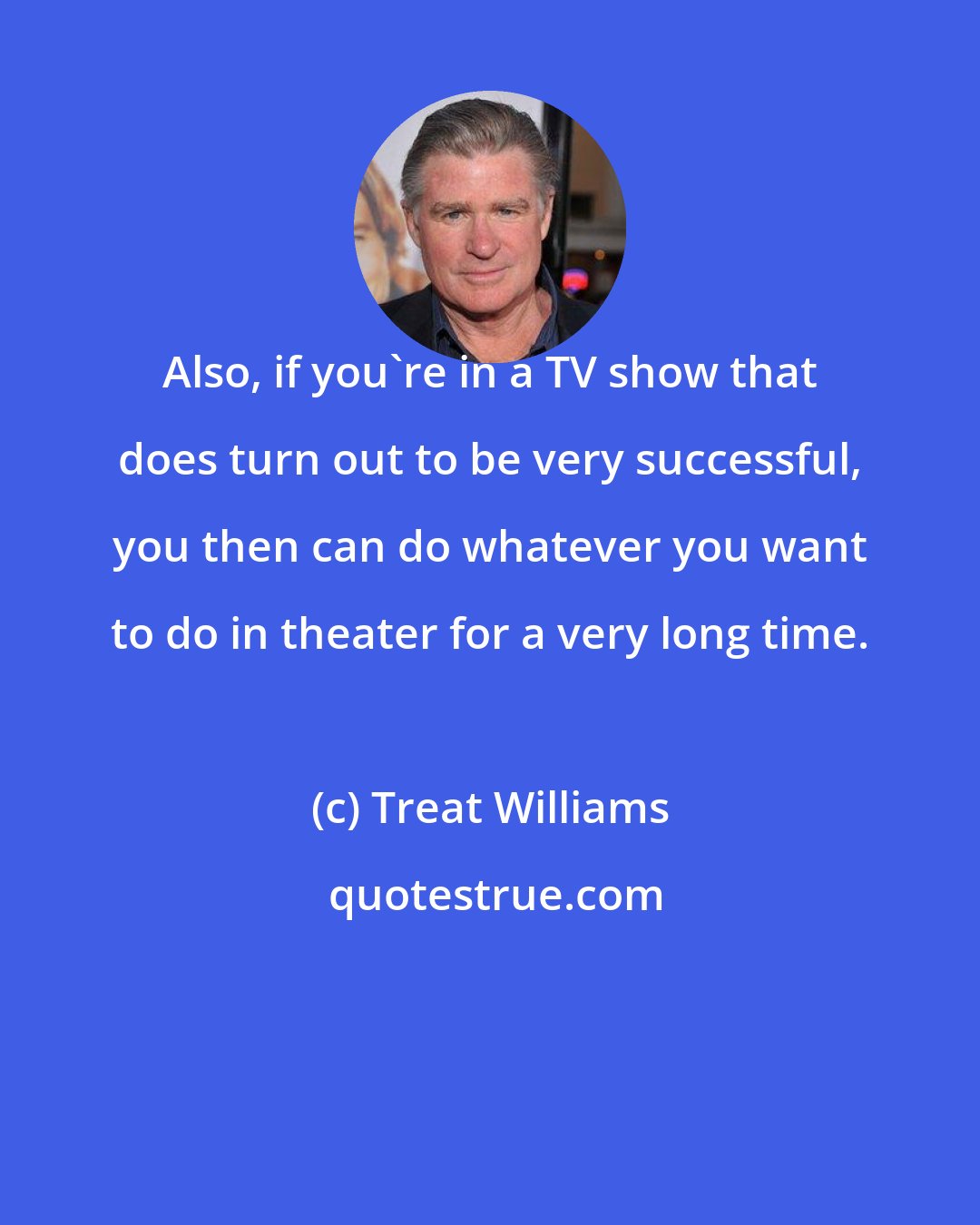 Treat Williams: Also, if you're in a TV show that does turn out to be very successful, you then can do whatever you want to do in theater for a very long time.