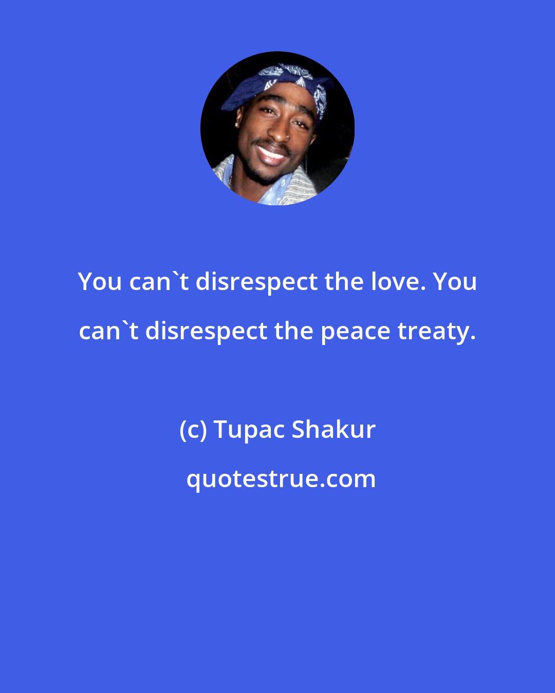 Tupac Shakur: You can't disrespect the love. You can't disrespect the peace treaty.