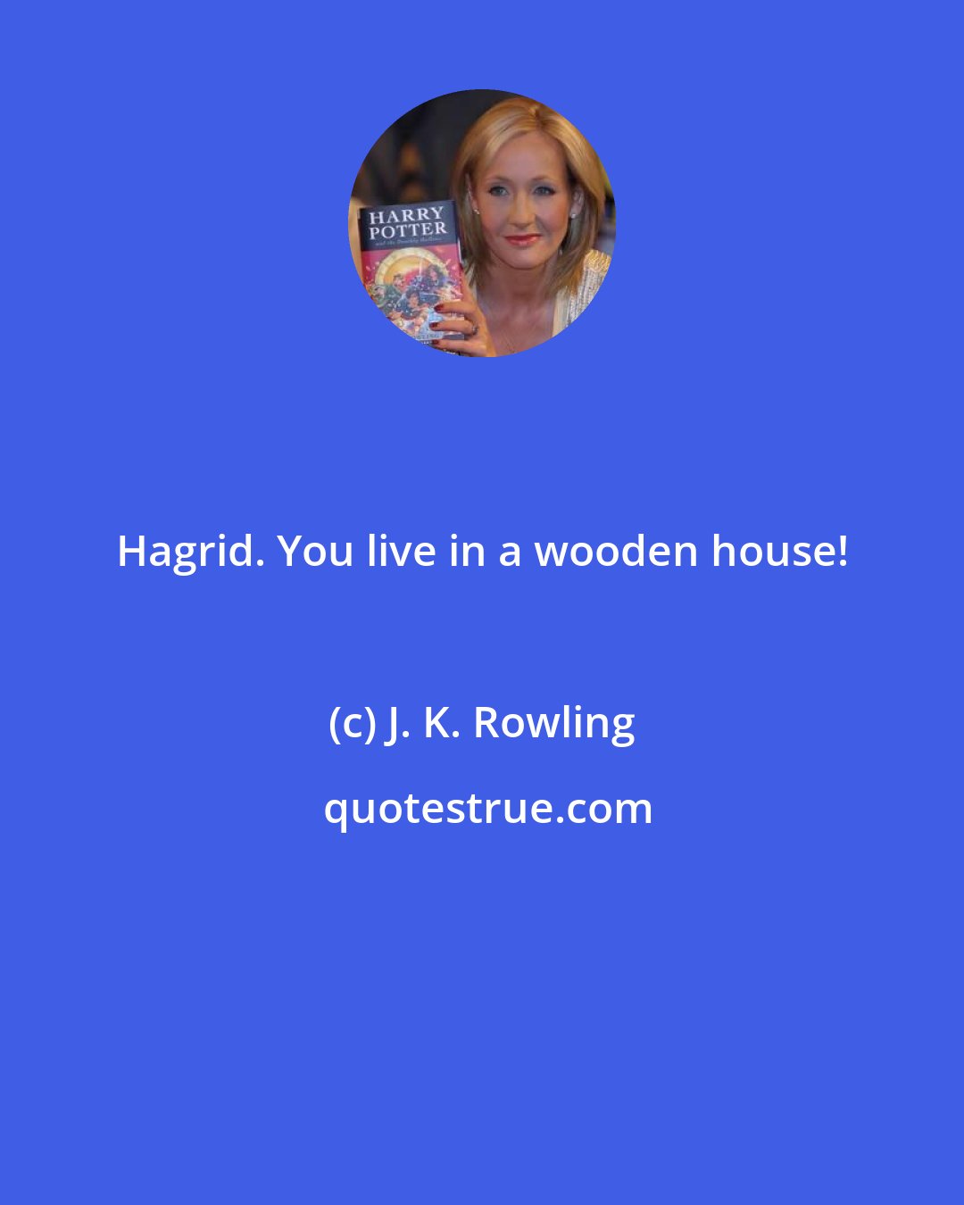 J. K. Rowling: Hagrid. You live in a wooden house!