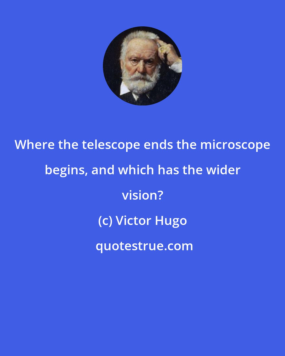 Victor Hugo: Where the telescope ends the microscope begins, and which has the wider vision?