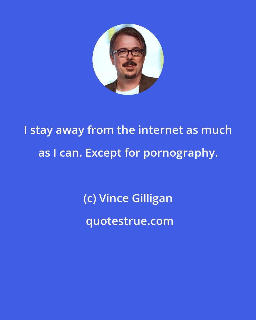 Vince Gilligan: I stay away from the internet as much as I can. Except for pornography.