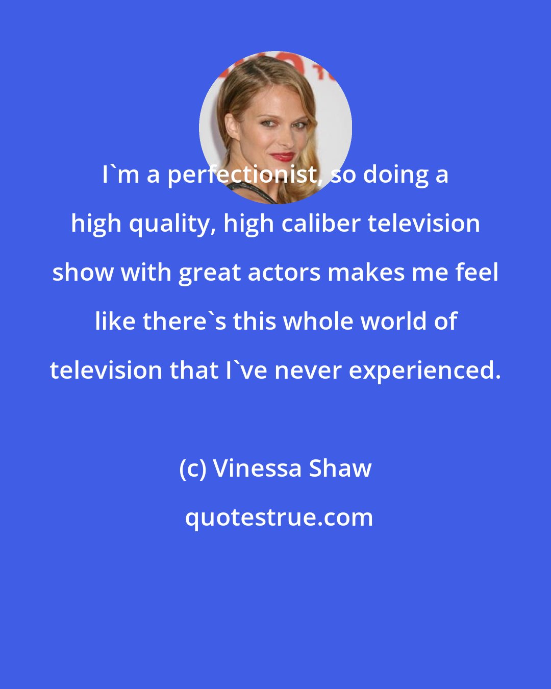 Vinessa Shaw: I'm a perfectionist, so doing a high quality, high caliber television show with great actors makes me feel like there's this whole world of television that I've never experienced.