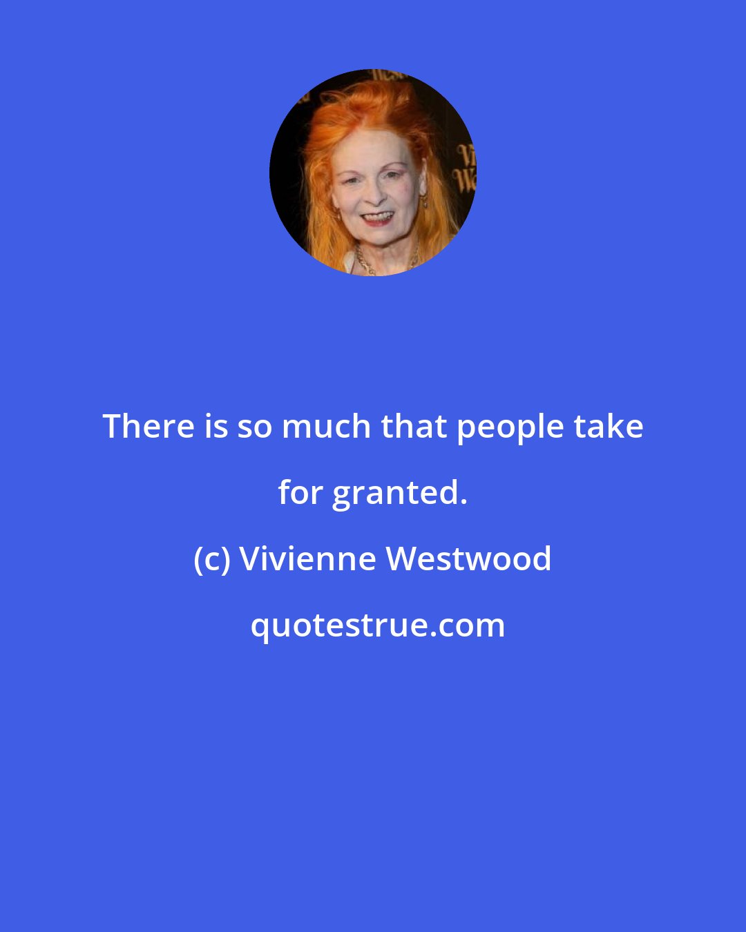 Vivienne Westwood: There is so much that people take for granted.