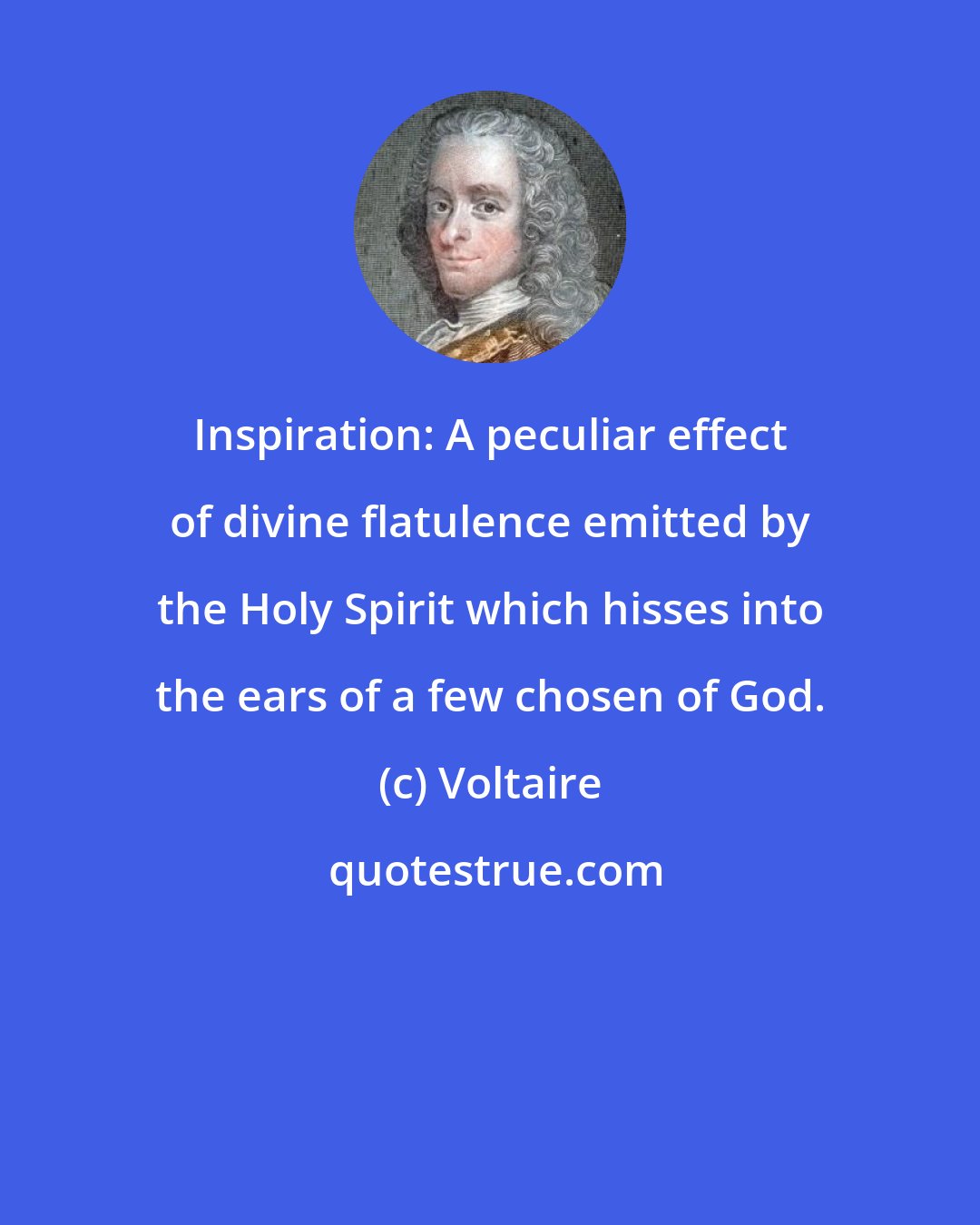 Voltaire: Inspiration: A peculiar effect of divine flatulence emitted by the Holy Spirit which hisses into the ears of a few chosen of God.