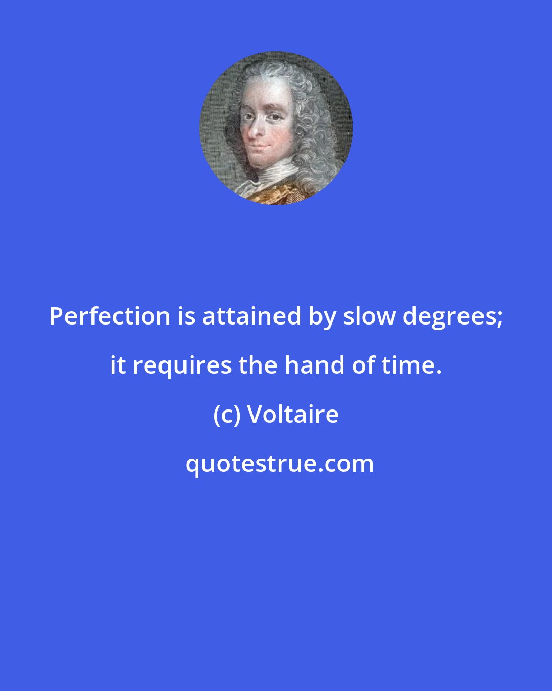 Voltaire: Perfection is attained by slow degrees; it requires the hand of time.
