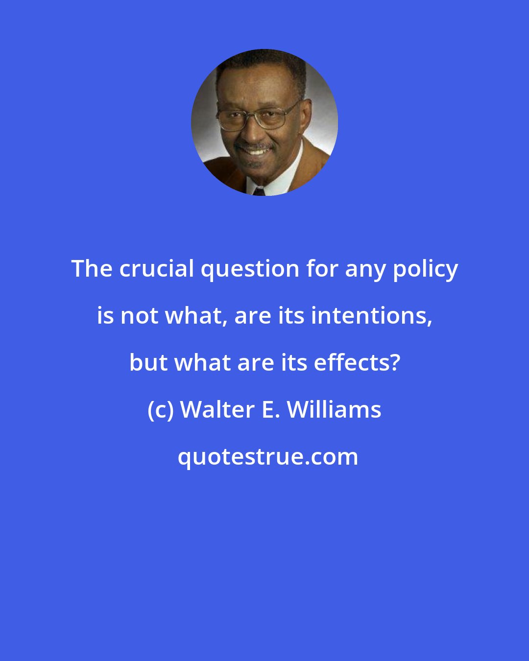 Walter E. Williams: The crucial question for any policy is not what, are its intentions, but what are its effects?