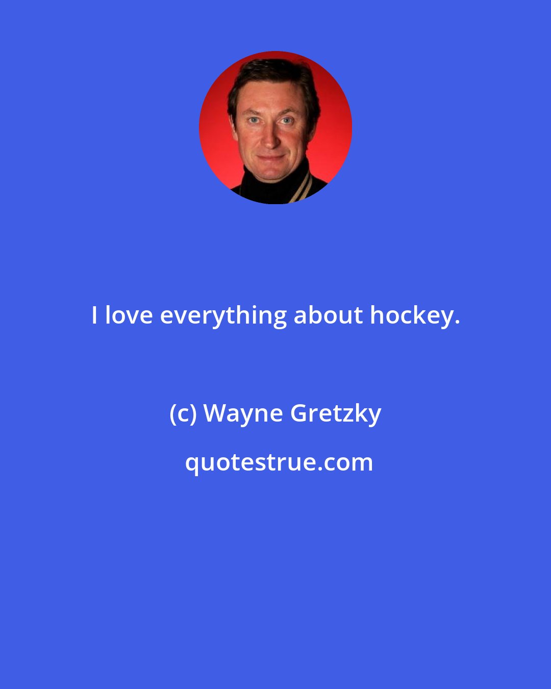 Wayne Gretzky: I love everything about hockey.