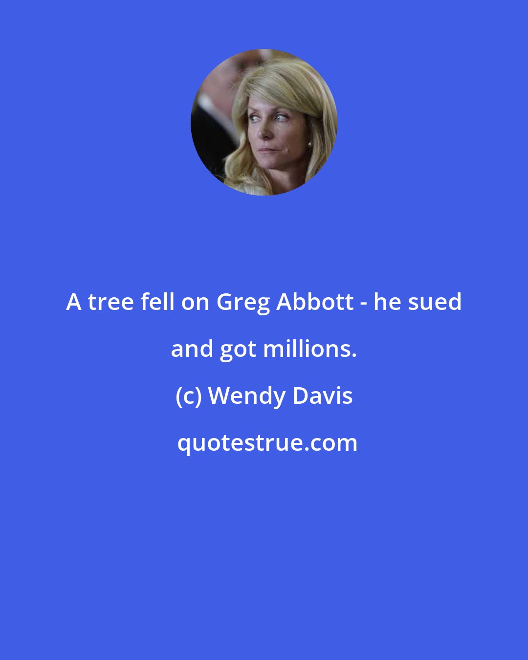 Wendy Davis: A tree fell on Greg Abbott - he sued and got millions.