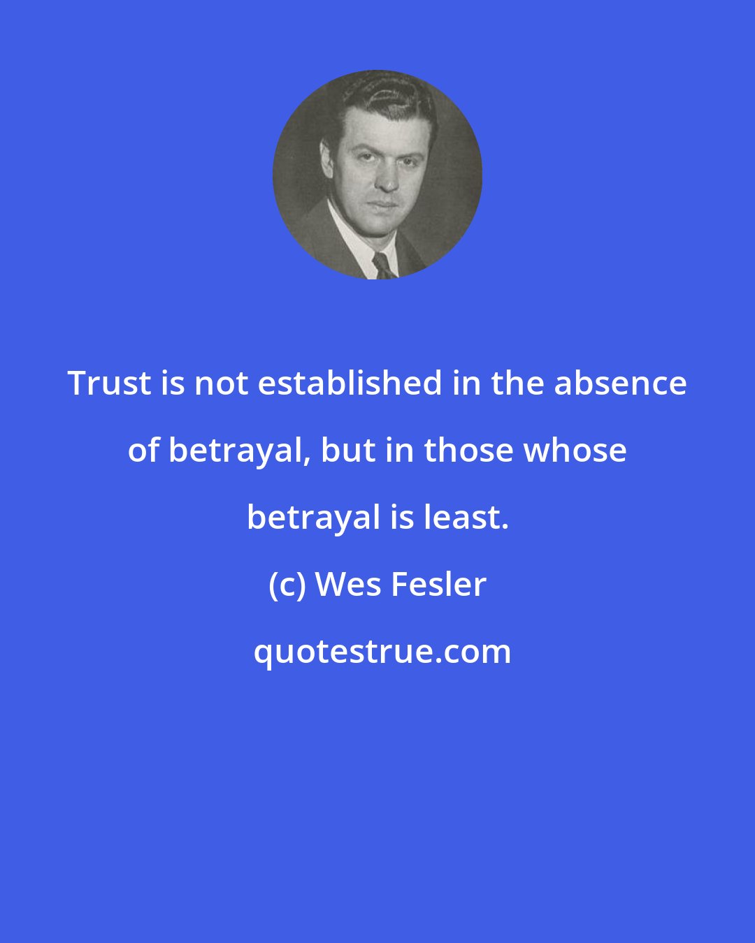 Wes Fesler: Trust is not established in the absence of betrayal, but in those whose betrayal is least.