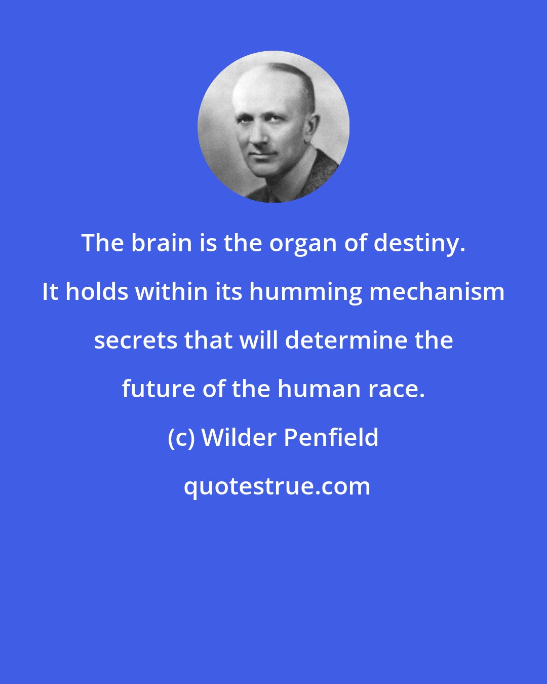 Wilder Penfield: The brain is the organ of destiny. It holds within its humming mechanism secrets that will determine the future of the human race.