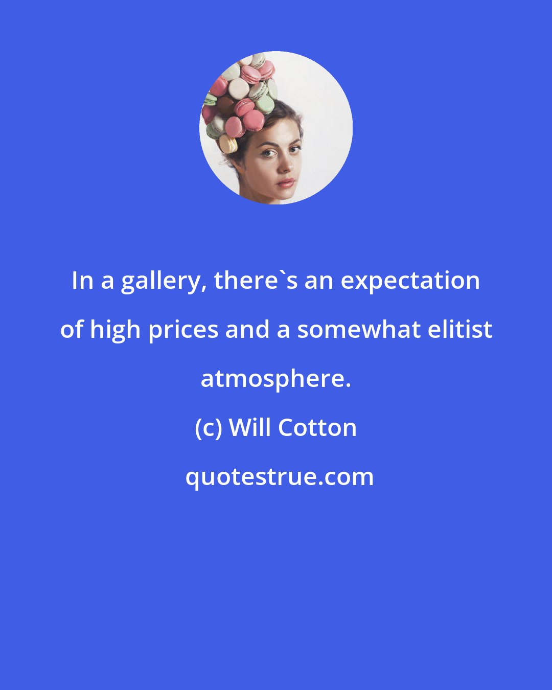 Will Cotton: In a gallery, there's an expectation of high prices and a somewhat elitist atmosphere.