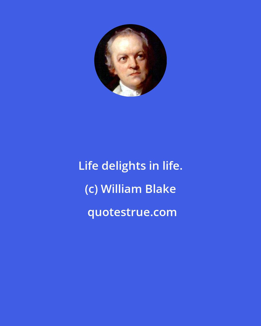 William Blake: Life delights in life.