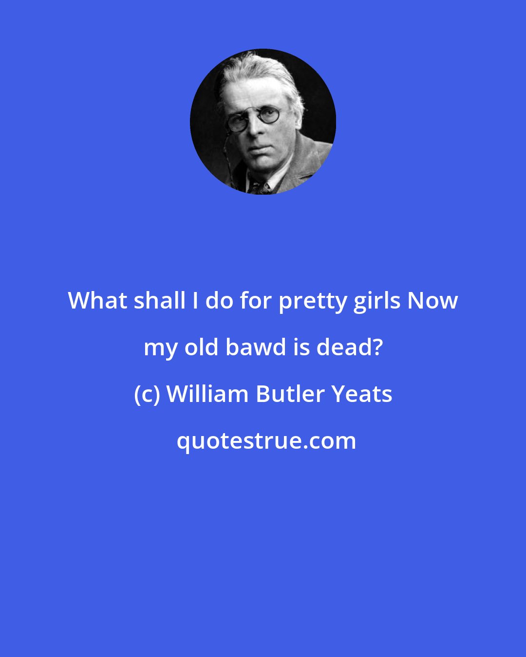 William Butler Yeats: What shall I do for pretty girls Now my old bawd is dead?