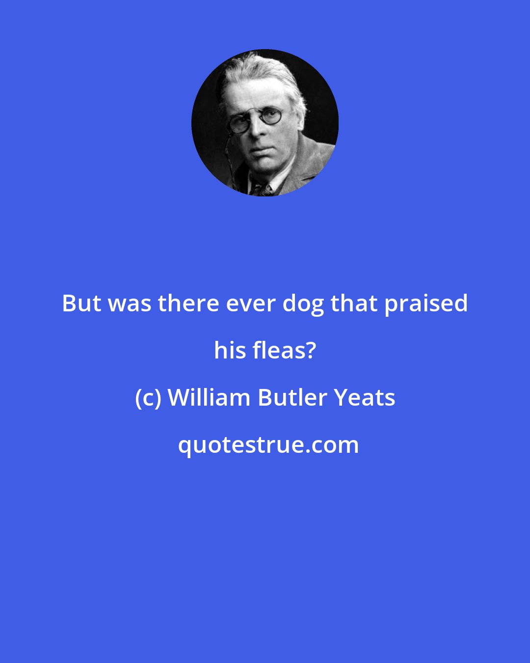 William Butler Yeats: But was there ever dog that praised his fleas?