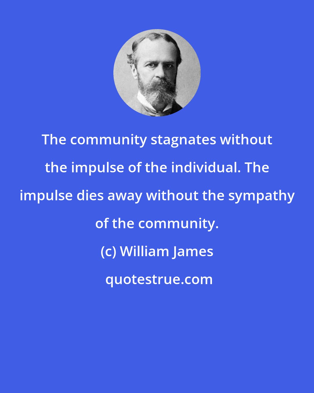 William James: The community stagnates without the impulse of the individual. The impulse dies away without the sympathy of the community.