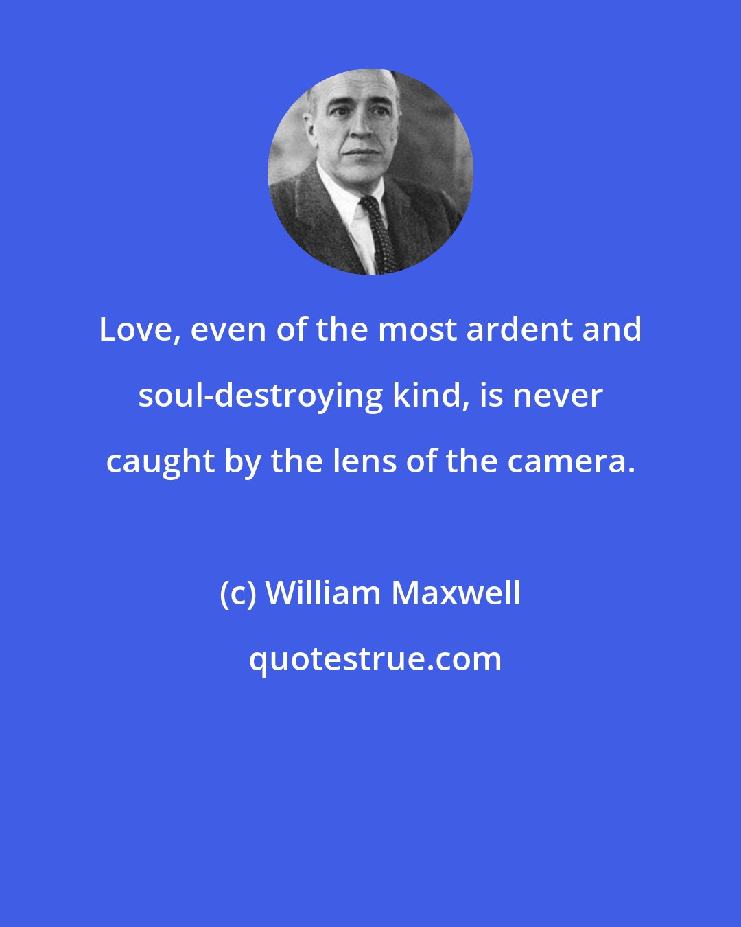 William Maxwell: Love, even of the most ardent and soul-destroying kind, is never caught by the lens of the camera.