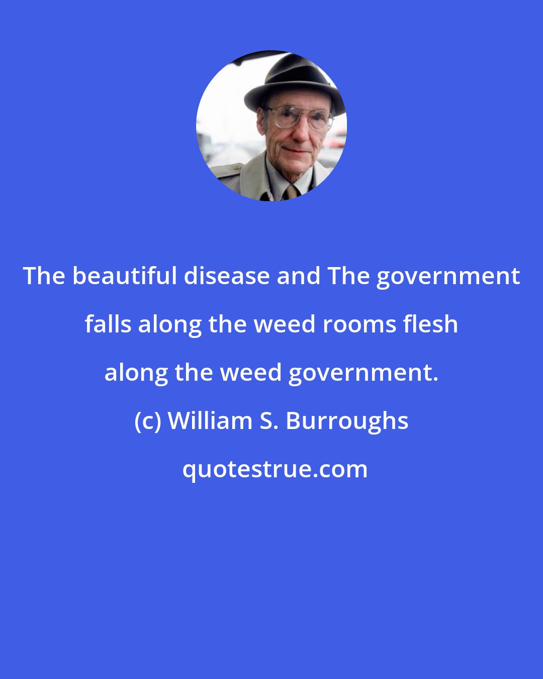 William S. Burroughs: The beautiful disease and The government falls along the weed rooms flesh along the weed government.