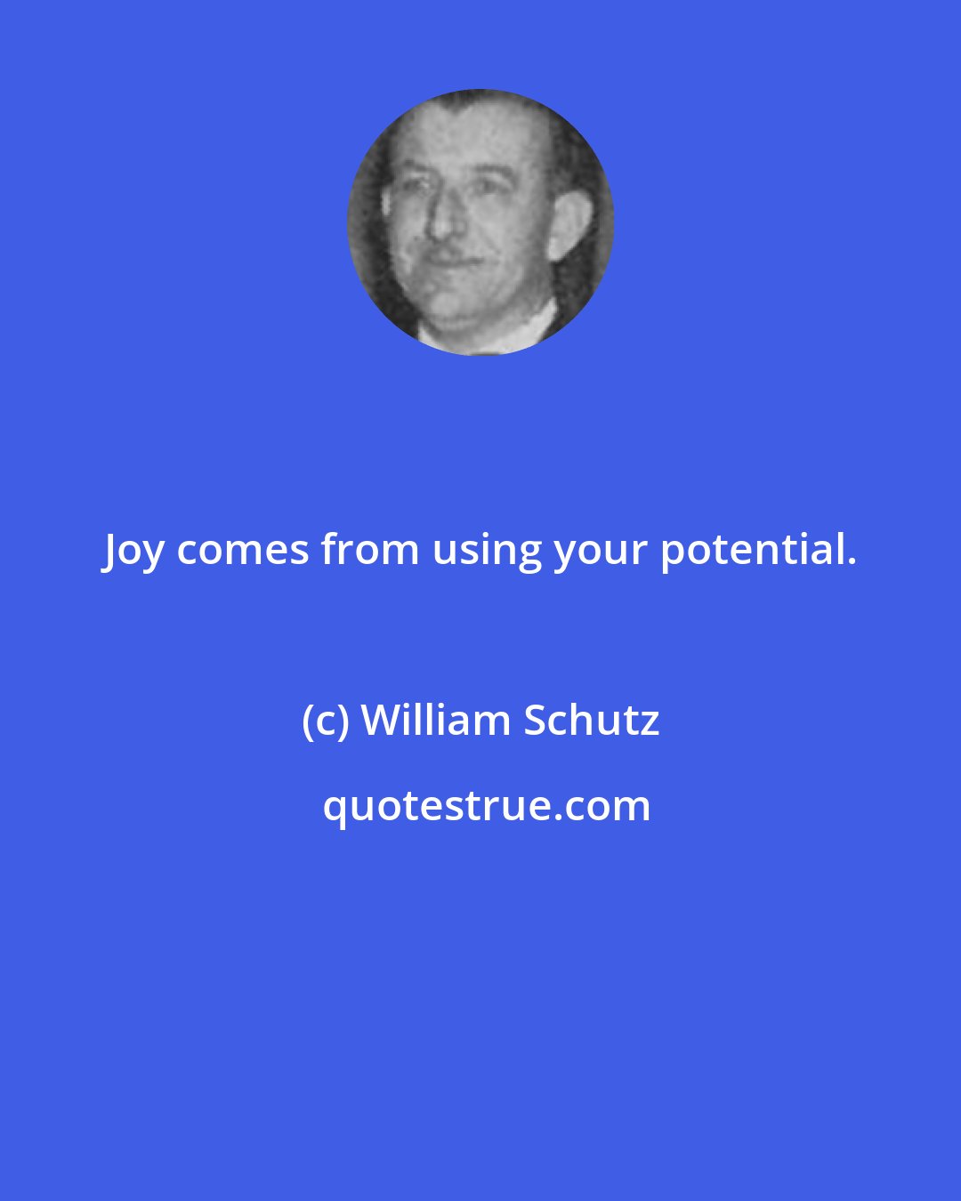 William Schutz: Joy comes from using your potential.